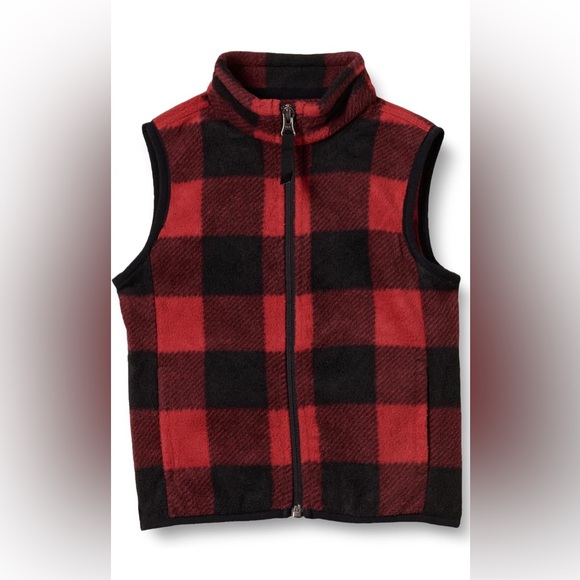 Toddler 3T Christmas Red Black Checkered Fleece Vest Unisex Holiday Winter Kids - Picture 1 of 6